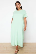 Trendyol Curve Mint Midi Knitted T-shirt Dress