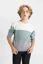 DEFACTO Boy Color Block Crew Neck Knit Sweater