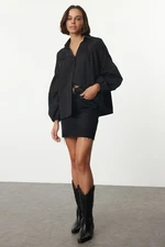 Trendyol Black Shoulder and Sleeves Embroidery Lace Detailed Woven Shirt