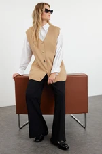 Trendyol Beige Accessory Buttoned Knitwear Sweater/Vest