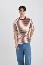 DEFACTO Comfort Regular Fit Relaxed Pattern Crew Neck Striped Short Sleeve T-Shirt