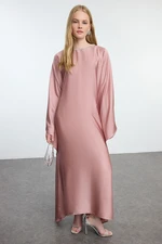 Trendyol Satin Woven Evening Dress with Dusty Rose Stone Accessories