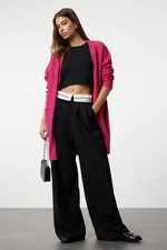 Trendyol Fuchsia Soft Texture Pocket Detailed Knitwear Cardigan