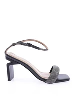 DGN K9016 Women's Silver Stone Band Strap On Ankle Heels Sandals