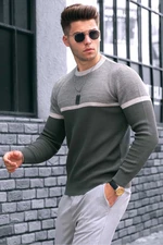 Madmext Men's Khaki Color Block Sweater 4734