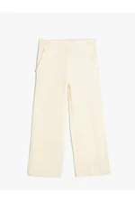 Koton Linen Trousers Wide Leg Button Detailed Pockets