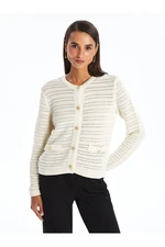 LC Waikiki Women's Crew Neck Openwork Long Sleeve Knitwear Cardigan