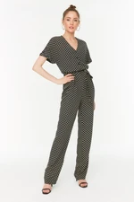 Trendyol Black Belted Patterned Woven Jumpsuit