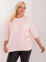 Světle růžová halenka plus size s aplikací