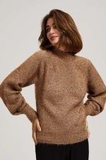 Turtleneck sweater decorated with metallic thread