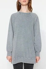 Trendyol Gray Knitted Wash Sweatshirt