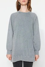 Trendyol Gray Washed Oversize Knitted Sweatshirt