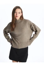 LC Waikiki Half Turtleneck Plain Long Sleeve Oversize Women's Knitwear Sweater