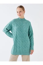 LC Waikiki Half Turtleneck Patterned Long Sleeve Women's Knitwear Tunic