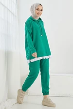 InStyle Losya Zippered Sides Hoodie Double Suit - Emerald