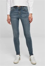 Women's Mid-Waisted Skinny Jeans - Blue