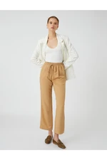 Koton Tie Waist Trousers Straight Leg Modal Blend.