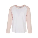 Girls' contrasting raglan long sleeves white/pink