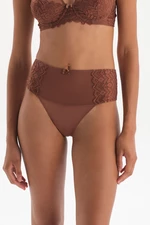 Dagi Brown Lace Detail High Waist Slip