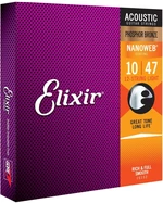 Elixir 16152 Nanoweb 12 10-47 Set de corzi pentru chitară acustică