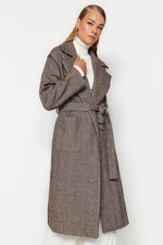 Trendyol Brown Belted Pocket Detailed Coat