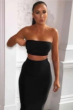 Madmext Mad Girls Strapless Black Crop Top Mg337