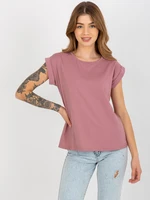 Women's basic T-shirt with round neckline - pink