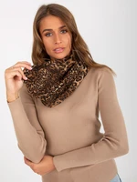 Dark beige women's scarf with spots