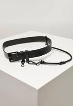 Imitation leather strap with key chain, black