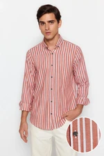 Trendyol Tile Slim Fit Striped Cotton Shirt