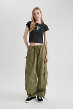 DEFACTO Cool Wide Leg Cargo Gabardine Trousers