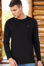 T8588 DEWBERRY BIKE COLLAR LONG SLEEVE T-SHIRT-BLACK-2