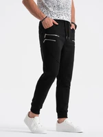 Ombre Men's sweatpants with decorative zippers - black