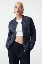 Trendyol Blue Gradient Zippered Knitwear Cardigan