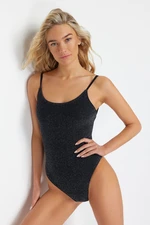 Trendyol Black Glitter Regular Swimsuit