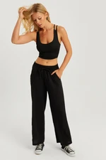 Cool & Sexy Women's Black Elastic Waist Wrap Pants