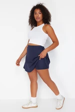 Trendyol Curve Navy Blue 2 Layer Knitted Sports Shorts Skirt