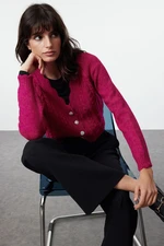 Trendyol Fuchsia Crop Soft Texture Knit Cardigan