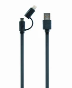 Kabel CABLEXPERT CC-USB2-AMLM2-1M USB COMBO, MicroUSB + Lightning, 1m, černý