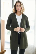 99224 Dewberry 
Kangaroo Pocket Knitwear Cardigan-Khaki