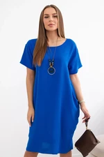 Dress with pockets and pendant cornflower blue