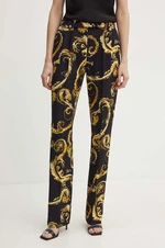 Kalhoty Versace Jeans Couture dámské, černá barva, jednoduché, high waist, 77HAA117 NS515