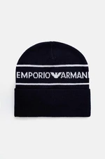 Dětská vlněná čepice Emporio Armani tmavomodrá barva, 404707 4F490