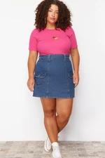 Trendyol Curve Light Blue Pocket Mini Denim Skirt