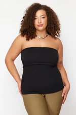 Trendyol Curve Black Crepe Knit Plus Size Blouse