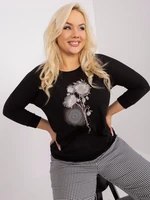 Černá dámská halenka plus size s 3/4 rukávem