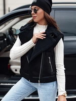 Women&#039;s suede vest with fur WOOLZIP black Dstreet