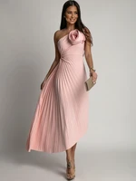 Women's elegant pleated dress Fasardi - powder pink