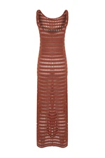 Trendyol Brown Maxi Slit Knitwear Look Beach Dress