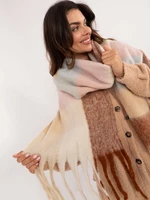 Light brown and beige thick winter scarf